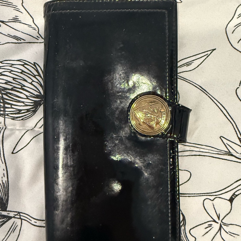 Gucci Black Wallet with Gold Accent